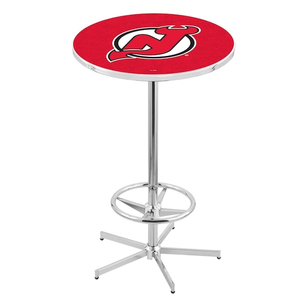 Holland Bar Stool Co 42" Chrome New Jersey Devils Pub Table L216C4228NJDevl - main